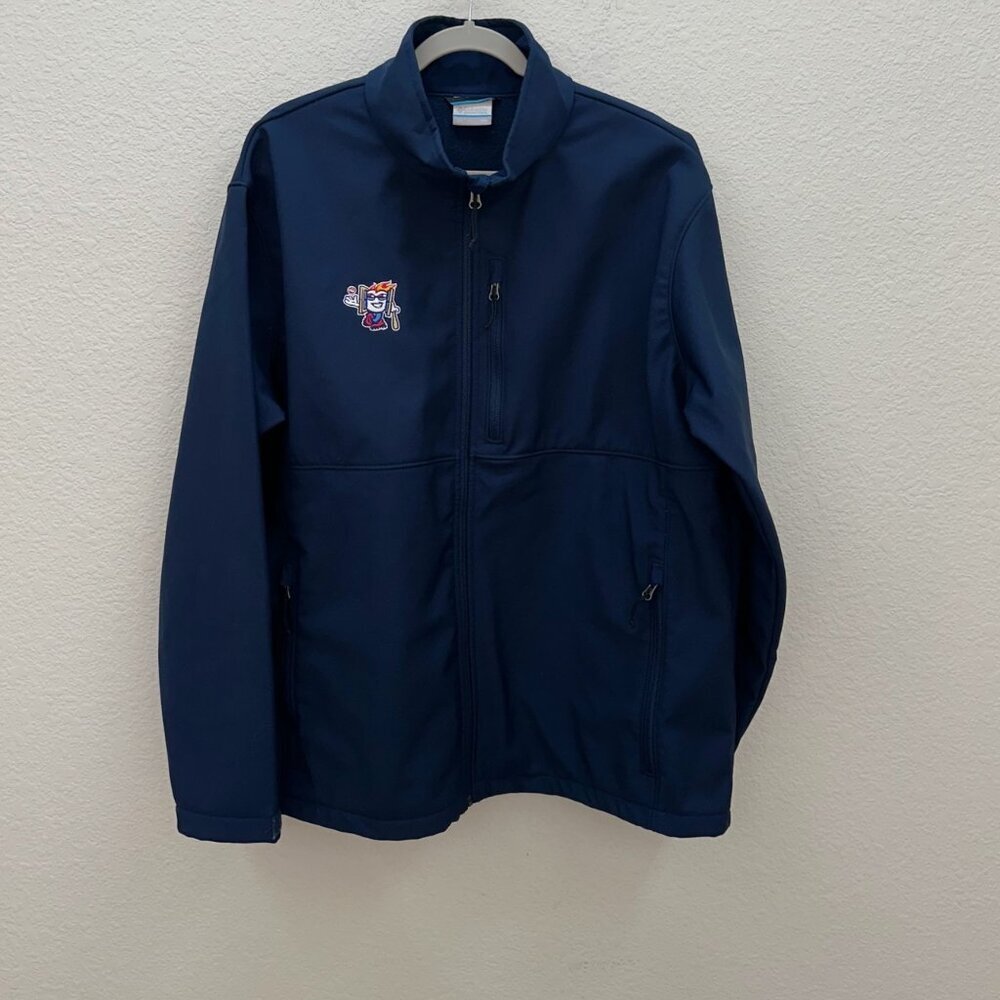 Columbia Rocky Mountan Vibes Baseball Blue Full Zip Softshell Jacket Mens XXL